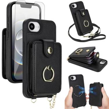 Imagem de Capa de telefone para iPhone 16e/SE 2025/SE 4 capa carteira magnética destacável e protetor de tela anel suporte compatível com bloqueio de RFID MagSafe i Phone16e i16e 16 e SE4 16eCapa para mulheres