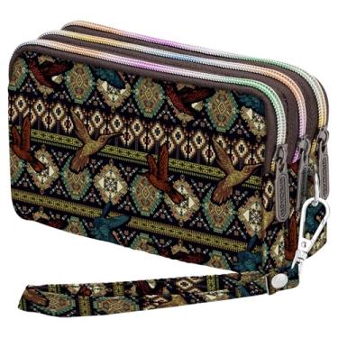 Imagem de Carteira de pulso de grande capacidade - Bolsa feminina de nylon estampada à prova d'água, Ya-020, Small