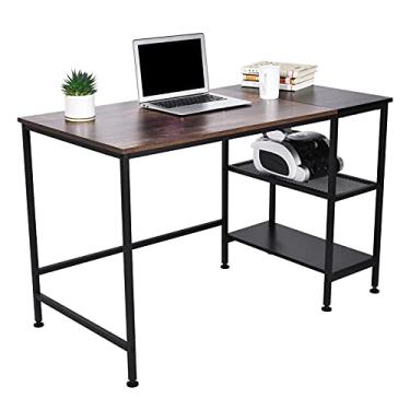 Imagem de U5GAAALPPQ9 Mesa de computador para escritório em casa, moderna, simples, para PC, laptop, pequena mesa de estudo com prateleiras de armazenamento, estação de trabalho, mesa de canto compacta