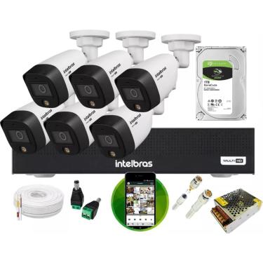 Imagem de Kit 6 Câmeras Intelbras Fullcolor 1220 Dvr Intelbras Mhdx 3008C + hd 1TB