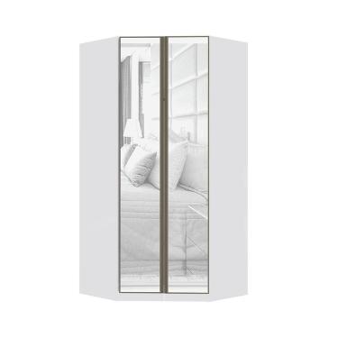 Imagem de Guarda Roupa Canto 2 Portas 111,9cm Branco Com Espelho