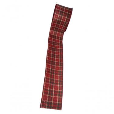 Imagem de Fita Decorativa Vermelha Xadrez Com Filete Dourado -Cf536