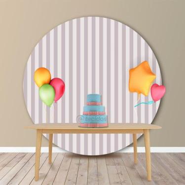 Imagem de Painel Redondo em Jacquard Prata Listrado - Jacquard Tradicional, 2,20
