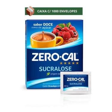 Imagem de Adoçante Sucralose em Pó Caixa com 1000 Envelopes de 0, 6g Zero-Cal - 