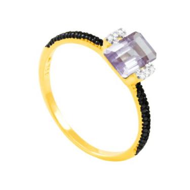Imagem de Anel em Ouro 18K com Ametista, Diamantes e Espinélio - AU4751 - BRUNA 