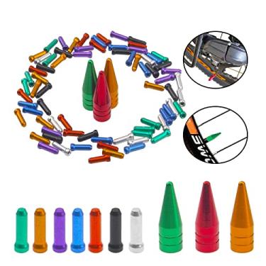 Imagem de Rrina 70 peças crimpagens de extremidade de cabo tampas de cabo de freio de bicicleta tampas de cabo para liga de mudança de bicicleta 3 peças tampas de poeira de válvula de pneu
