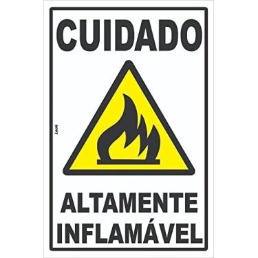 Imagem de Placa Sinalização Cuidado Altamente Inflamável Tamanho:20X30CM