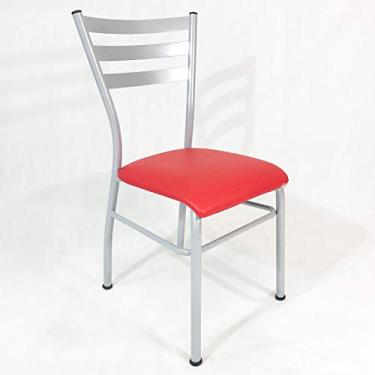 Imagem de Cadeira de COZINHA com reforço cinza claro assento vermelho - Poltronas do Sul