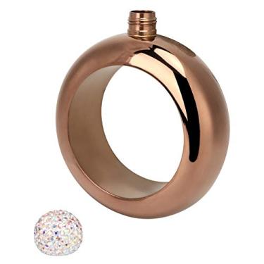 Imagem de Cantil de aço inoxidável de 100 ml, pulseira portátil de vinho/álcool, presente de funil para festas, frasco de licor, pulseira de clube (bronze)