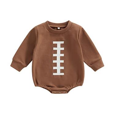 Imagem de Roupa de fantasia de futebol para bebê recém-nascido menino menina jogo dia macacão bolha roupas de outono bonito fantasia de futebol marrom 12-18 meses
