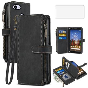 Imagem de Asuwish Capa de telefone para Google Pixel 3a XL capa carteira e protetor de tela de vidro temperado couro flip suporte suporte para cartão de crédito acessórios de celular TPU Pixel3aXL Pixle 3aXL A3