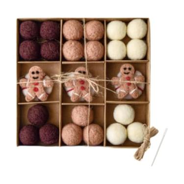 Imagem de Generic DIY Conjunto de guirlanda de bolas de feltro de Natal Decoração de Natal Enfeites de suspensão de Natal Decoração de Natal para berçário Porta de, Homem-biscoito de Gengibre