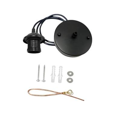 Imagem de Gralara Kit de Luminária Pendente E26 E27 Base sem Lâmpada, Acessórios Lustre com Cordão Luminária de Teto para Casa, Salas de Jantar Hotel, Preto