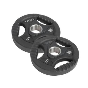 Imagem de Par Anilha Olímpica 5 kg Lion Para Musculação Vulcanizada em Aço Maciç