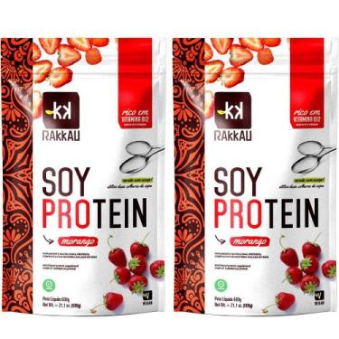 Imagem de Kit 2 Soy Protein Morango Rakkau 600g Vegano - Proteína Soja