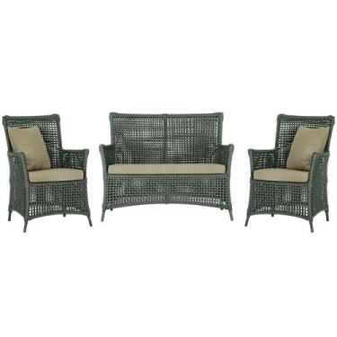 Imagem de Jogo Sofá e 2 Poltronas de Área Igapó Alumínio Pintura Marrom Corda Ná