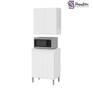 Imagem de Conjunto Armário Aéreo e Balcão Microondas Para Cozinha 02 Portas EJ -