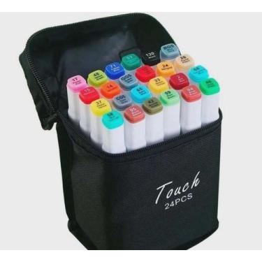 Imagem de Conjunto De Canetas Canetinhas Marcador Permanente Ponta Dupla 24 Core