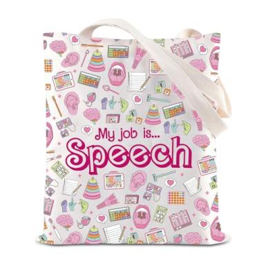Imagem de KUIYAI Bolsa tote Therapist Appreciate Best Speech Language Pathologist Gift SLP Graduation Gift My Job Is Speech Gift, Myjobisspeechtotes