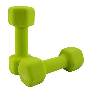 Imagem de Saorzon Conjunto de 2 halteres para exercícios físicos para casa, academia, pesos livres, sinos hexagonais verdes 1,8 kg