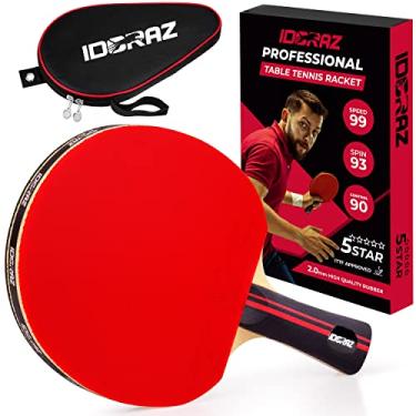 Imagem de Idoraz Raquete de tênis de mesa Penhold - Raquete profissional de pingue-pongue com estojo de transporte - Borracha aprovada pela ITTF para torneios - Melhor raquete de tênis de mesa