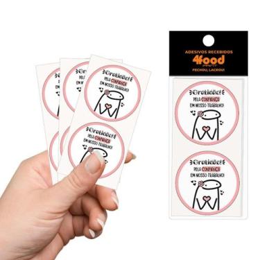 Imagem de 50 Etiquetas Adesivas  Gratidão  Flork  Adesivos Recebidos  4Cm - 4FOO