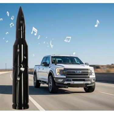 Imagem de Antena bullet de carro caminhão 50 cal, acessórios de rádio, substituição universal para GMC Sierra 1500 Chevy Dodge Ram Silverado 1500 2500 3500 Ford F150 F250 F350 padrão espiral (preto, 19,8 cm)