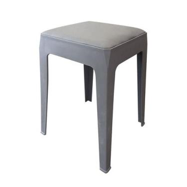 Imagem de Banqueta Pompéia com Almofada Cinza - OPEN BOX, CINZA