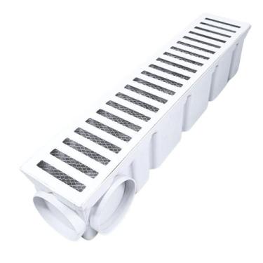 Imagem de Ralo 10x50 Alumínio Branco com Cocho Coletor Modular 4 Saídas 75mm - F