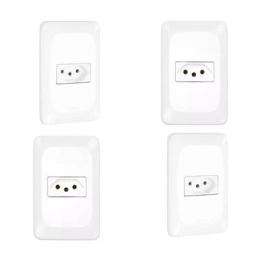 Imagem de Kit 4 Conjunto Tomada 2P+T Branco pop 10a 250v 4x2 pial legrand LGX030