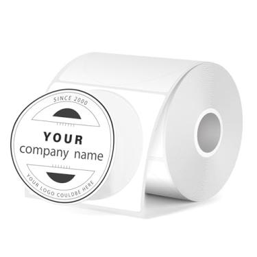 Imagem de FINDAT Etiquetas térmicas brancas de vinil redondo de 5 cm adesivos autoadesivos à prova d'água para impressora circular decalque etiqueta de nome para logotipo de negócios DIY DesignAddress código de