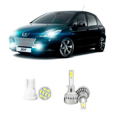 Imagem de Lampada Led Farol Alto Peugeot 307 2001 A 2006 20000lm - V10, Branco