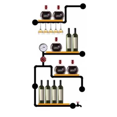 Imagem de Suporte para Vinhos Prateleira de tubo de ferro estilo industrial parede decorativa criativa armário de vinho para casa prateleiras de vinho montadas na parede Porta-Garrafas