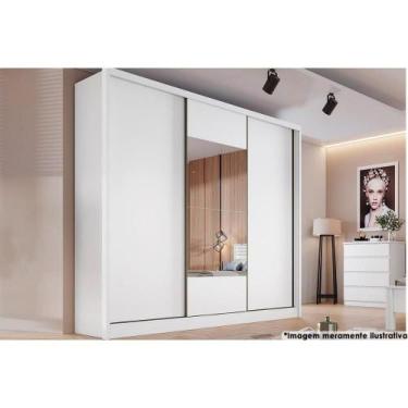 Imagem de Guarda Roupa Casal 3 Portas de Correr (1 c/ Espelho) e 8 Gavetas Arezz