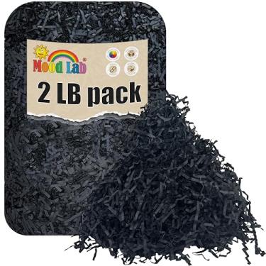 Imagem de Mood Lab Enchimento de papel cortado enrugado - 900 g preto - Papel cortado desfiado para enchimento de cesta - Embalagem Kraft para caixa de presente