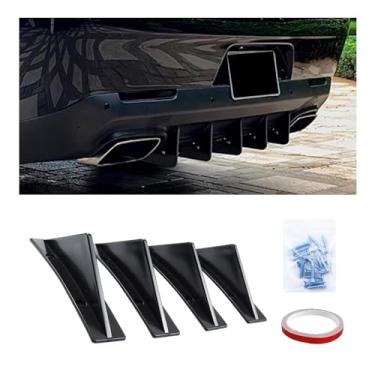 Imagem de Augeny 4Pcs Carro Traseiro Inferior Asa Lip Difusor, Anti-Crash Curvo Forma Automático Shark Fin Spoiler Protetor com Parafusos, Universal Traseiro Bumper Lip Difusor Kit para Carr (Curvo/Preto)