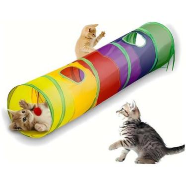 Imagem de Tunel De Gato Brinquedo Pet Coelho Bolinha Labirinto Interativo Retrat