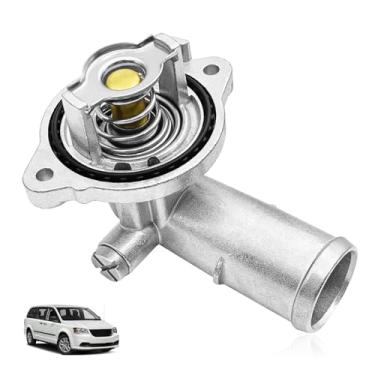 Imagem de Dunviku Atualização do conjunto da carcaça do termostato de alumínio para Jeep Dodge RAM Chrysler 3 6L 3 2L V6 motores Cherokee Grand Caravan Town Country Avenger Journey Routan ProMaster