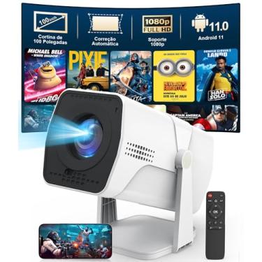 Imagem de Mini Projetor Portátil 5G WiFi 6 Bluetooth Android，Suporte 4K e 1080P Full HD, 180° Giratório, Keystone Automático, Compatível com Android/iOS/HDMI/USB/Áudio, Tela de Projeção Grátis，Ideal para Casa