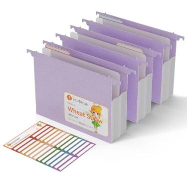 Imagem de Pastas de arquivo suspensas de capacidade extra, pasta suspensa expansível de palha de trigo reforçada de 8 cm, resistente para arquivos, organizador de arquivos para escritório e casa - roxo lavanda