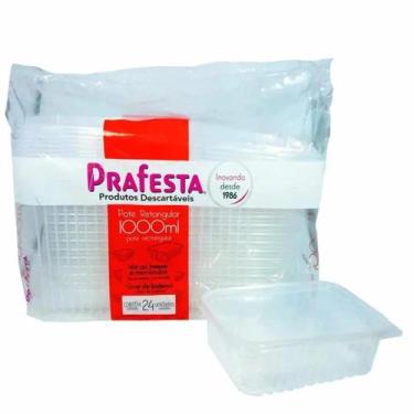 Imagem de Pote Retangular c/ Tampa 1000ml PraFesta c/ 24 unidades
