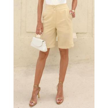 Imagem de Bermuda de Linho Feminina com Bolsos e Botões Design moderno - Lumia, 