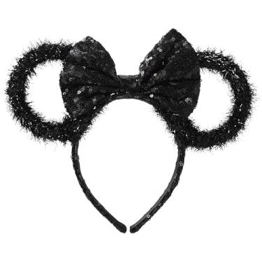 Imagem de LUV HER Disney Minnie Mouse Black Tinsel Ear Headband with Black Sequin Bow – Sparkly Costume Hair Accessory for Kids and Adults – Halloween, Dress-Up, Party, or Theme Park Wear