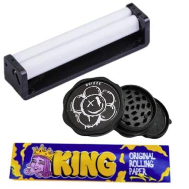 Imagem de Kit Tabacaria Bolador Enrolador de Fumo Dichavador Triturador + Brinde Seda King Size