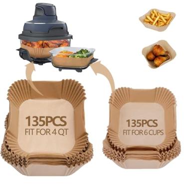 Imagem de 270 peças de forros Ninja Crispi Air Fryer, forros de papel pergaminho para recipientes Ninja FN101GY/ST/SG 4QT e 6 copos, forros de fritadeira de ar descartáveis, acessórios Ninja Crispi