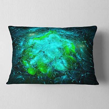 Imagem de Designart Fractal Smoke Texture Green' Abstract Throw Lombar sala de estar, sofá, enchimento de almofada + capa de almofada impressa em ambos os lados 30,5 x 50,8 cm