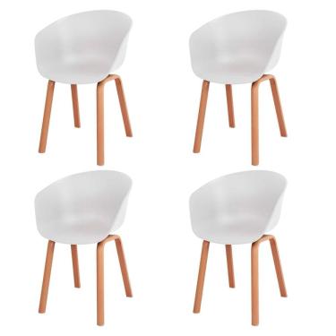Imagem de Kit 4 Cadeiras ANM8095F Toledo Anima Office AssentoPolipropileno Branco Base Aço Simulando Madeira