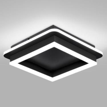 Imagem de CANEOE Luz de teto de LED moderna preta, luz quadrada embutida para corredor de teto Fxitures, 6000K branco frio pequeno perto de tetos lâmpada para quarto, corredor, cozinha, varanda, vestiário