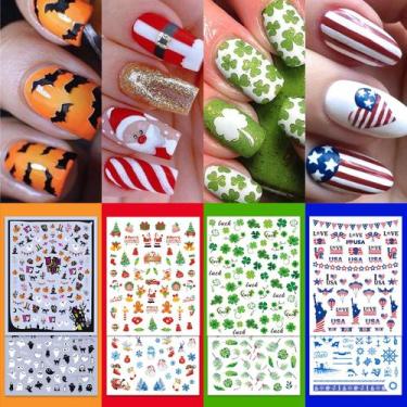 Imagem de Adesivos de arte para unhas IDDFEVE, 24 folhas, Four Seasons Holiday