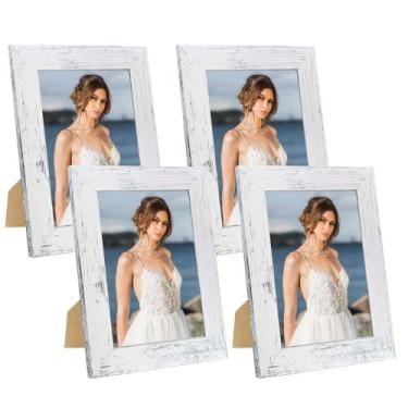 Imagem de Porta-retratos iRahmen 5x7, conjunto de 4 madeiras brancas envelhecida